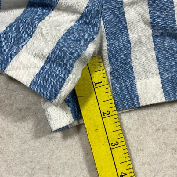 Linen Lux Linen Belted Shorts Walking Shorts white & Blue Striped 32” Po… - Picture 5 of 7